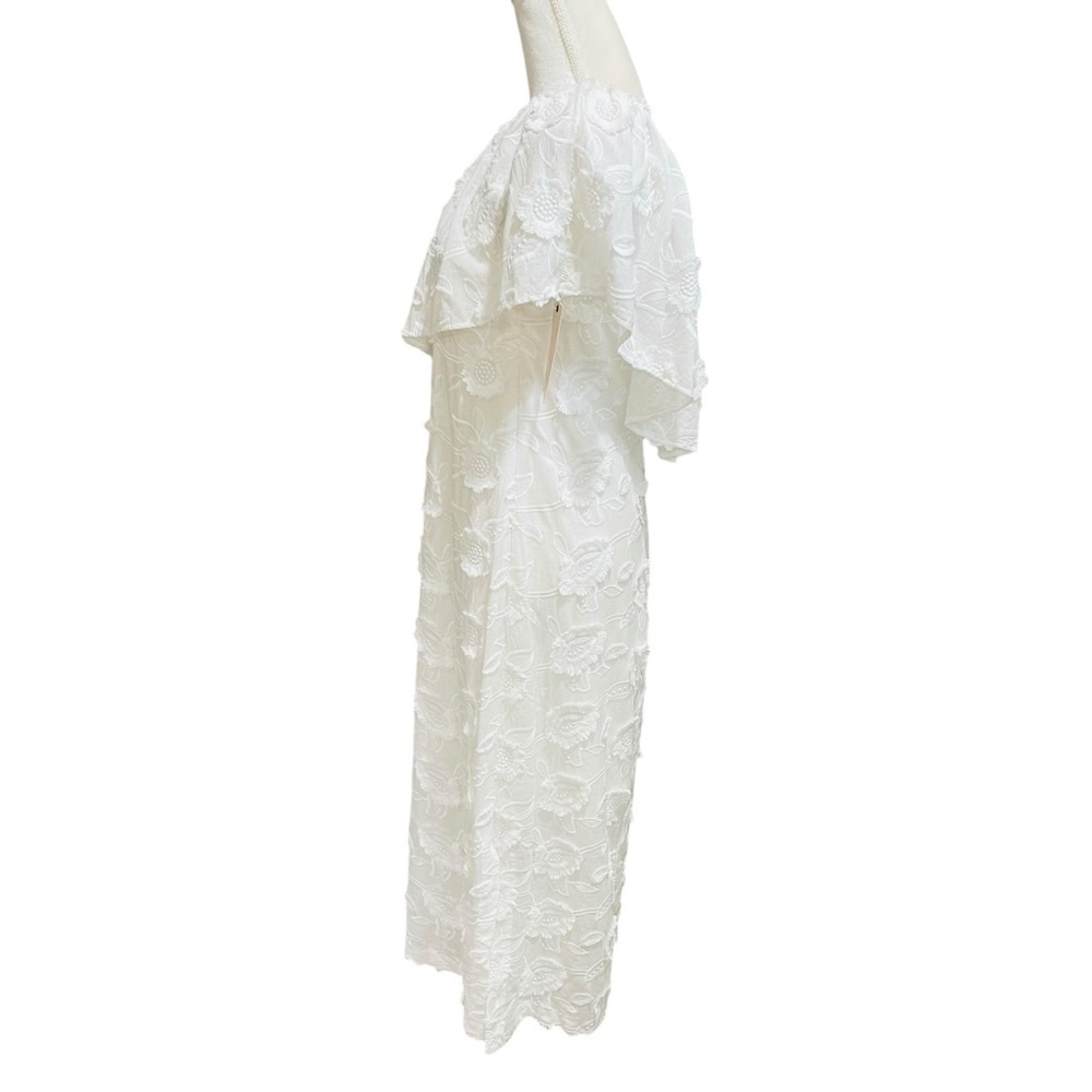 Abbey Glass Sutton Lace 3D Floral Ruffle One Shoulder Midi Dress White NWT $185 - Picture 6 of 14